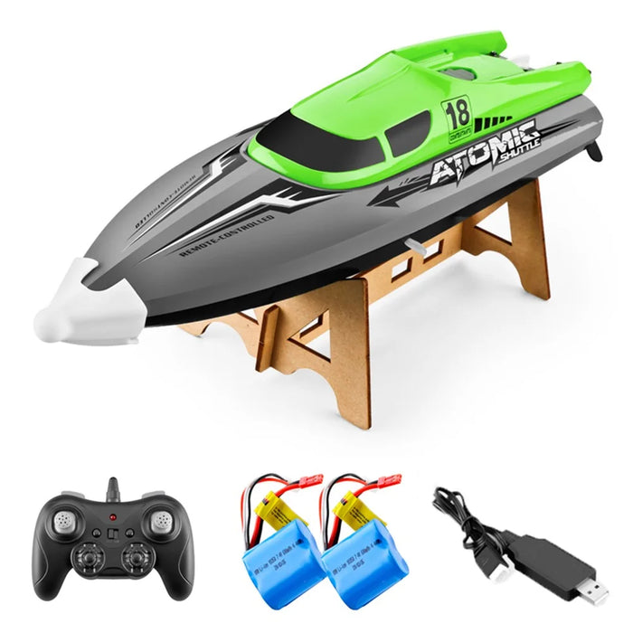 601 5-Channel 2.4GHz Remote Control Speedboat 30Km/h High-Speed Boat Water Cooling Capsize Recovery RC Boat for Adults and Kids (Dual Batteries) - Green - 1