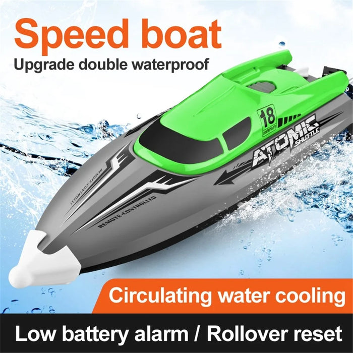 601 5-Channel 2.4GHz Remote Control Speedboat 30Km/h High-Speed Boat Water Cooling Capsize Recovery RC Boat for Adults and Kids (Dual Batteries) - Green - 2
