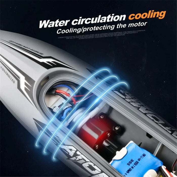 601 5-Channel 2.4GHz Remote Control Speedboat 30Km/h High-Speed Boat Water Cooling Capsize Recovery RC Boat for Adults and Kids (Dual Batteries) - Green - 4