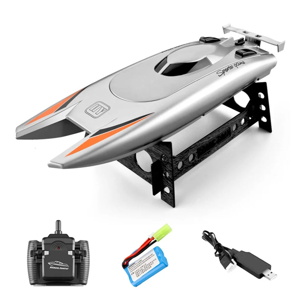 805 Remote Control Racing Boat 2.4G 30Km/h High Speed Dual Motor RC Boat for Kids Adults, with 1 Battery - Grey - 1