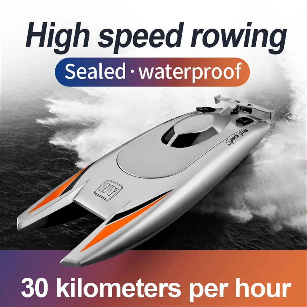 805 Remote Control Racing Boat 2.4G 30Km/h High Speed Dual Motor RC Boat for Kids Adults, with 1 Battery - Grey - 2