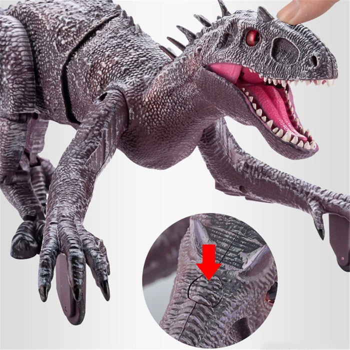 SM190 2.4G 8 Channel RC Walking Dinosaur Toy for Kids Simulation Tyrannosaurus Electric Robot Dinosaur with LED Lights, Sounds, Spray, Dinosaur Toys for Boys and Girls - Grey / Red - 4
