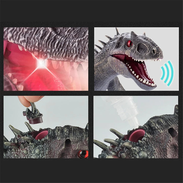 SM190 2.4G 8 Channel RC Walking Dinosaur Toy for Kids Simulation Tyrannosaurus Electric Robot Dinosaur with LED Lights, Sounds, Spray, Dinosaur Toys for Boys and Girls - Grey / Red - 7