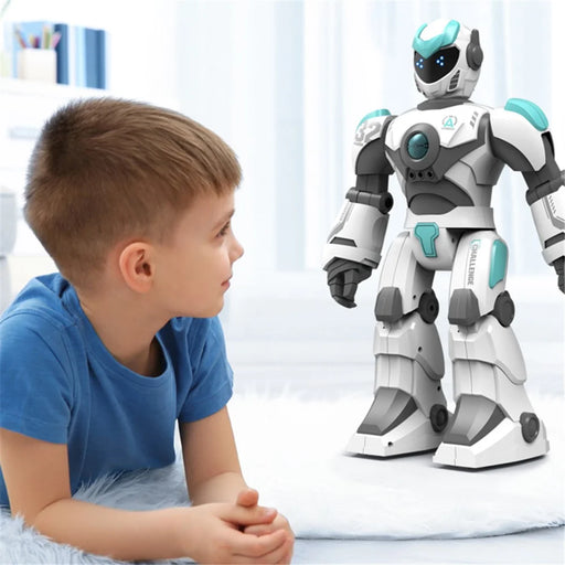BG1532 2.4G RC Robot Intelligent Voice / Gesture Sensing Control Programmable Robot Model Toy with LED Light for Children - White - 2