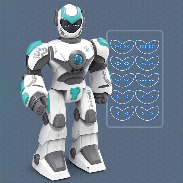 BG1532 2.4G RC Robot Intelligent Voice / Gesture Sensing Control Programmable Robot Model Toy with LED Light for Children - White - 5