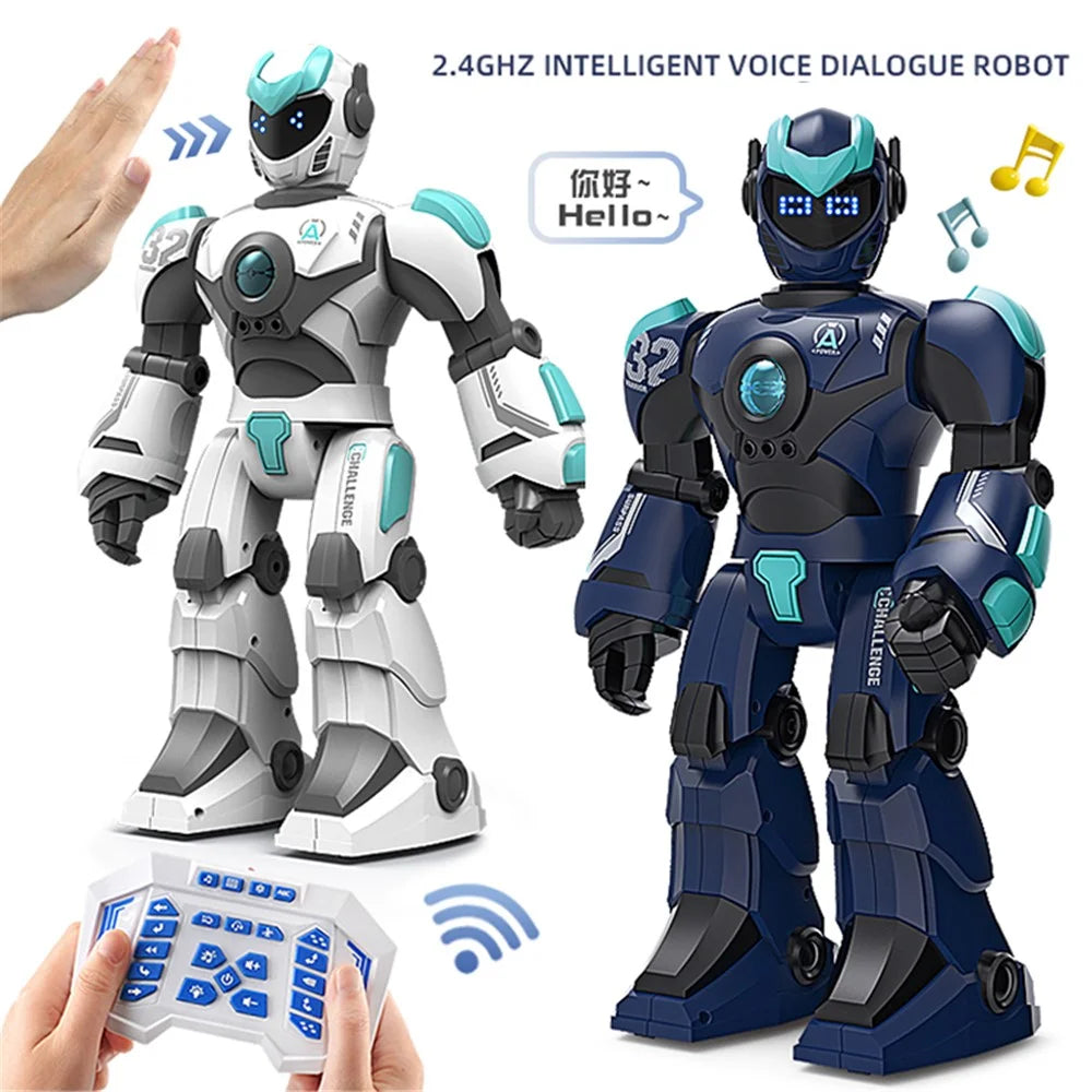 BG1532 2.4G RC Robot Intelligent Voice / Gesture Sensing Control Programmable Robot Model Toy with LED Light for Children - White - 6