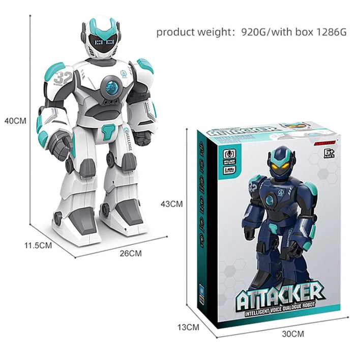 BG1532 2.4G RC Robot Intelligent Voice / Gesture Sensing Control Programmable Robot Model Toy with LED Light for Children - White - 7
