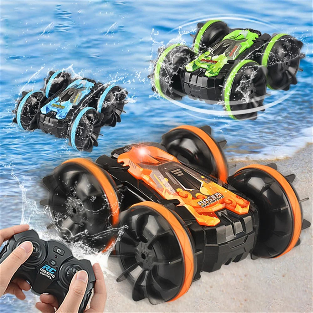YL-74 2.4GHz RC Car Stunt Tumbling Rotation Amphibious Off-road Remote Control Car Children Boys Toy Gift - Green - 3