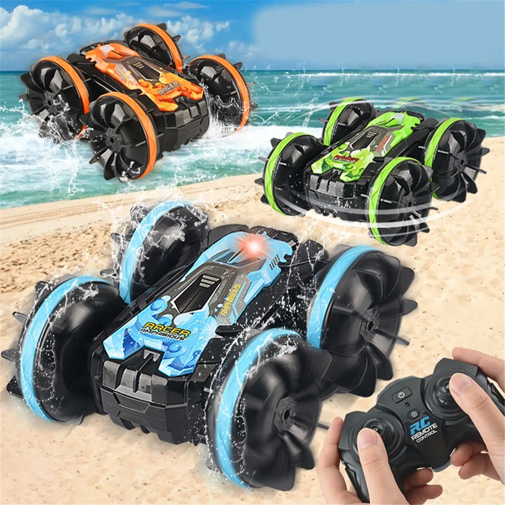 YL-74 2.4GHz RC Car Stunt Tumbling Rotation Amphibious Off-road Remote Control Car Children Boys Toy Gift - Green - 4