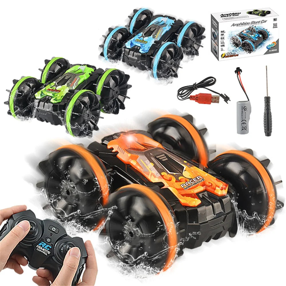 YL-74 2.4GHz RC Car Stunt Tumbling Rotation Amphibious Off-road Remote Control Car Children Boys Toy Gift - Green - 5