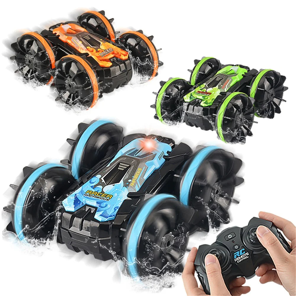 YL-74 2.4GHz RC Car Stunt Tumbling Rotation Amphibious Off-road Remote Control Car Children Boys Toy Gift - Green - 7