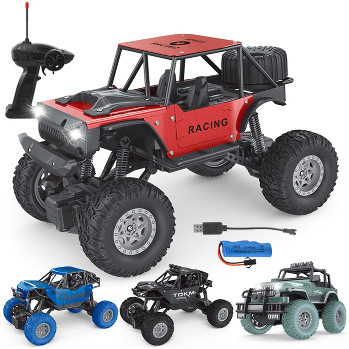 6086 1 / 18 20km / h RC Alloy Car 4-Channel Off-Road Vehicle Kids Remote Control Racing Car Toy with Light - Red - 6
