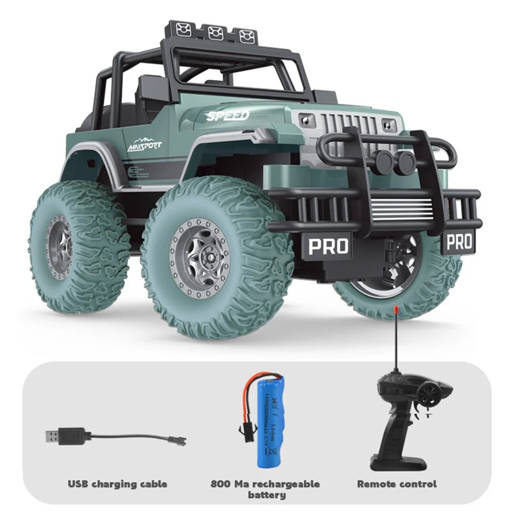 6085 1 / 18 Scale 20km / h RC Car 4-Channel Climbing Off-Road Vehicle Remote Control Racing Car Toy with Light for Kids - Green - 1