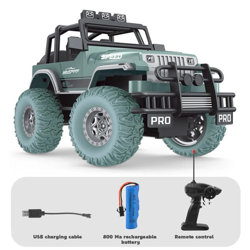 6085 1 / 18 Scale 20km / h RC Car 4-Channel Climbing Off-Road Vehicle Remote Control Racing Car Toy with Light for Kids - Green - 1