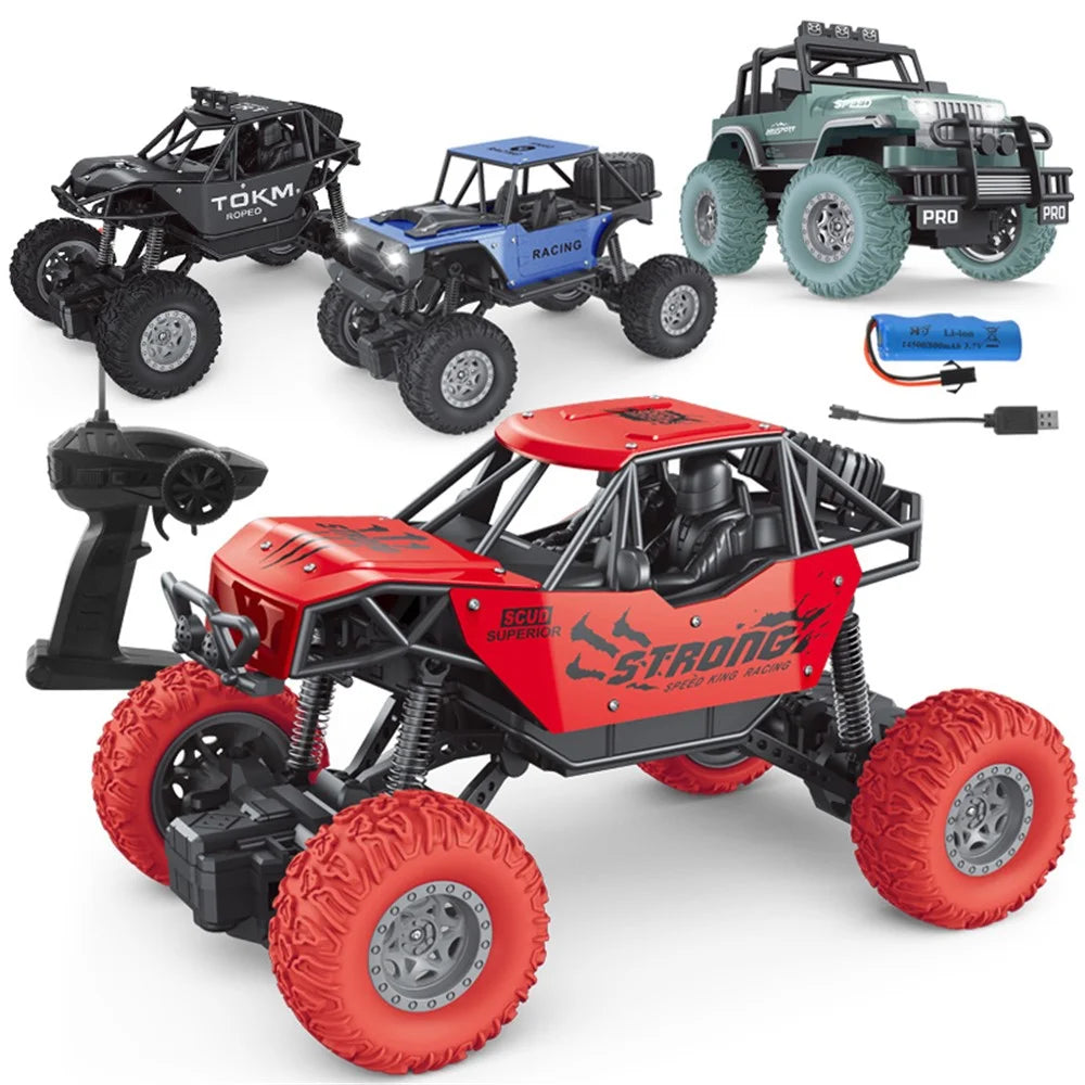 6071 / 6083 4-Channel RC Car 1:18 Scale 20km / h Climbing Off-Road Vehicle Remote Control Alloy Racing Car Toy for Kids - Black  /  Red - 2