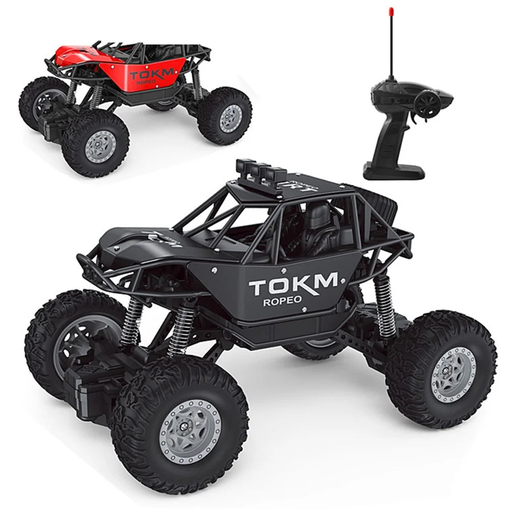 6071 / 6083 4-Channel RC Car 1:18 Scale 20km / h Climbing Off-Road Vehicle Remote Control Alloy Racing Car Toy for Kids - Black  /  Red - 3