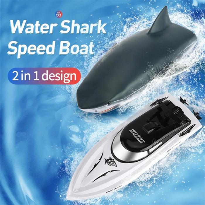 RH705 2 in 1 Stunt RC Boat Toy 2.4GHz Remote Control Water Shark Speed Boat Double Motor Powered - 4