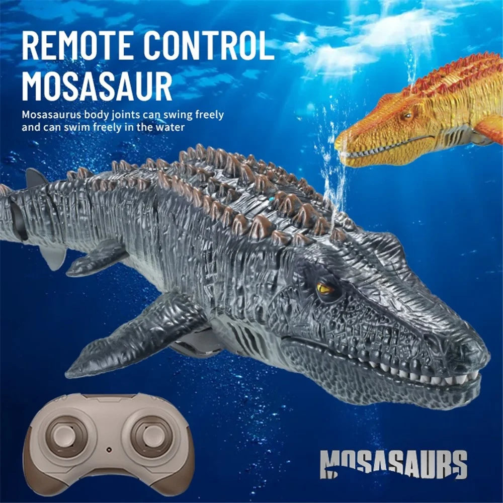 Summer High-speed Mosasaurus Boat Toy Waterproof Electric Simulation Crocodile Remote Control Boat with Dual Motors for Children - Grey - 2