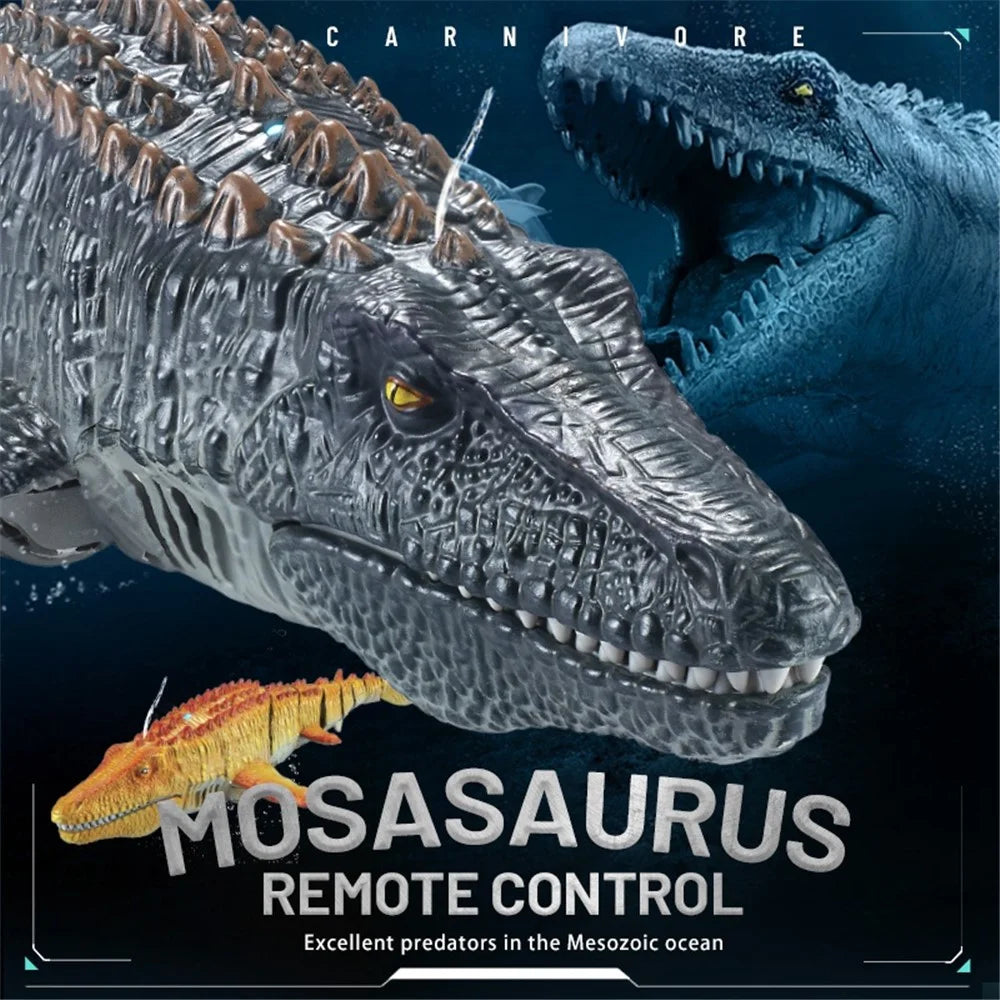 Summer High-speed Mosasaurus Boat Toy Waterproof Electric Simulation Crocodile Remote Control Boat with Dual Motors for Children - Grey - 4