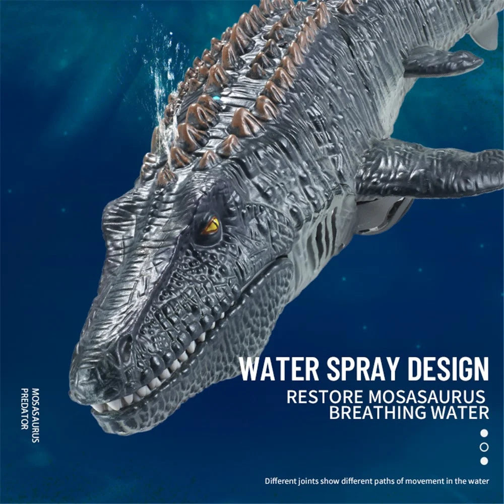 Summer High-speed Mosasaurus Boat Toy Waterproof Electric Simulation Crocodile Remote Control Boat with Dual Motors for Children - Grey - 5