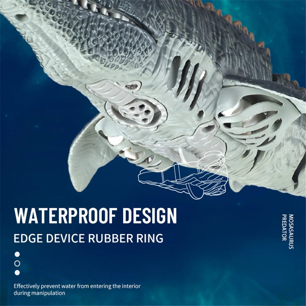 Summer High-speed Mosasaurus Boat Toy Waterproof Electric Simulation Crocodile Remote Control Boat with Dual Motors for Children - Grey - 6