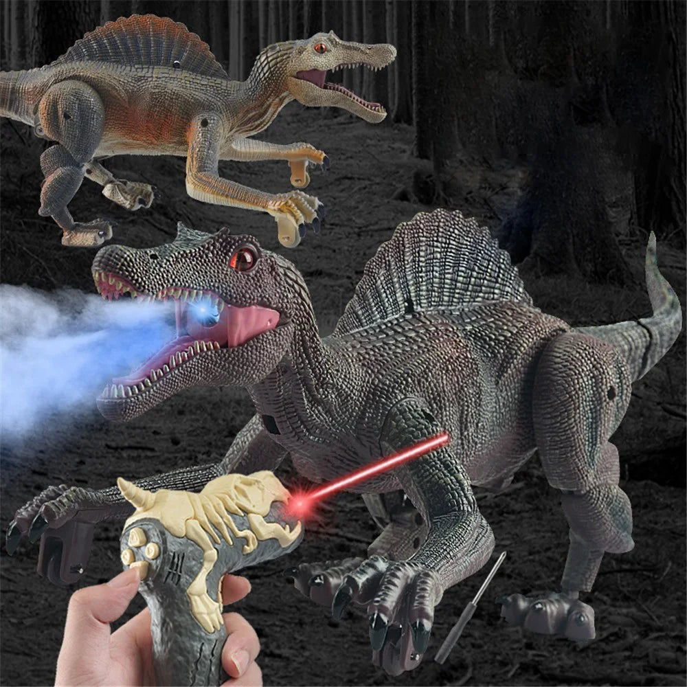 SM011 Kids RC Spray Dinosaur Toy Electric Mechanical Spinosaurus Model Toy with Light Music Educational Toy - Black - 2