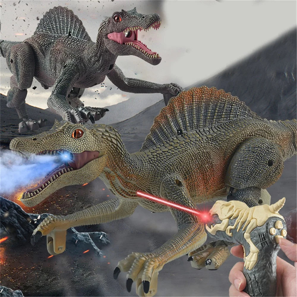 SM011 Kids RC Spray Dinosaur Toy Electric Mechanical Spinosaurus Model Toy with Light Music Educational Toy - Black - 3