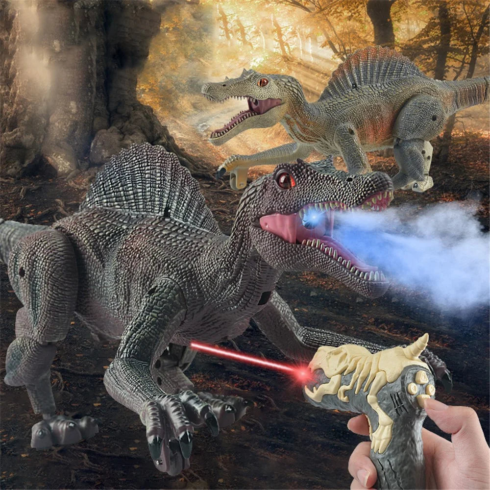 SM011 Kids RC Spray Dinosaur Toy Electric Mechanical Spinosaurus Model Toy with Light Music Educational Toy - Black - 4