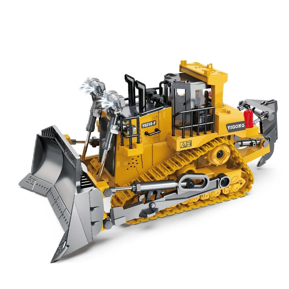 BC1045 Alloy RC Bulldozer 1 / 24 Scale 2.4G 9-Channel Dozer Front Loader Toy Metal Construction Vehicle with Light Sound for Kids - 2