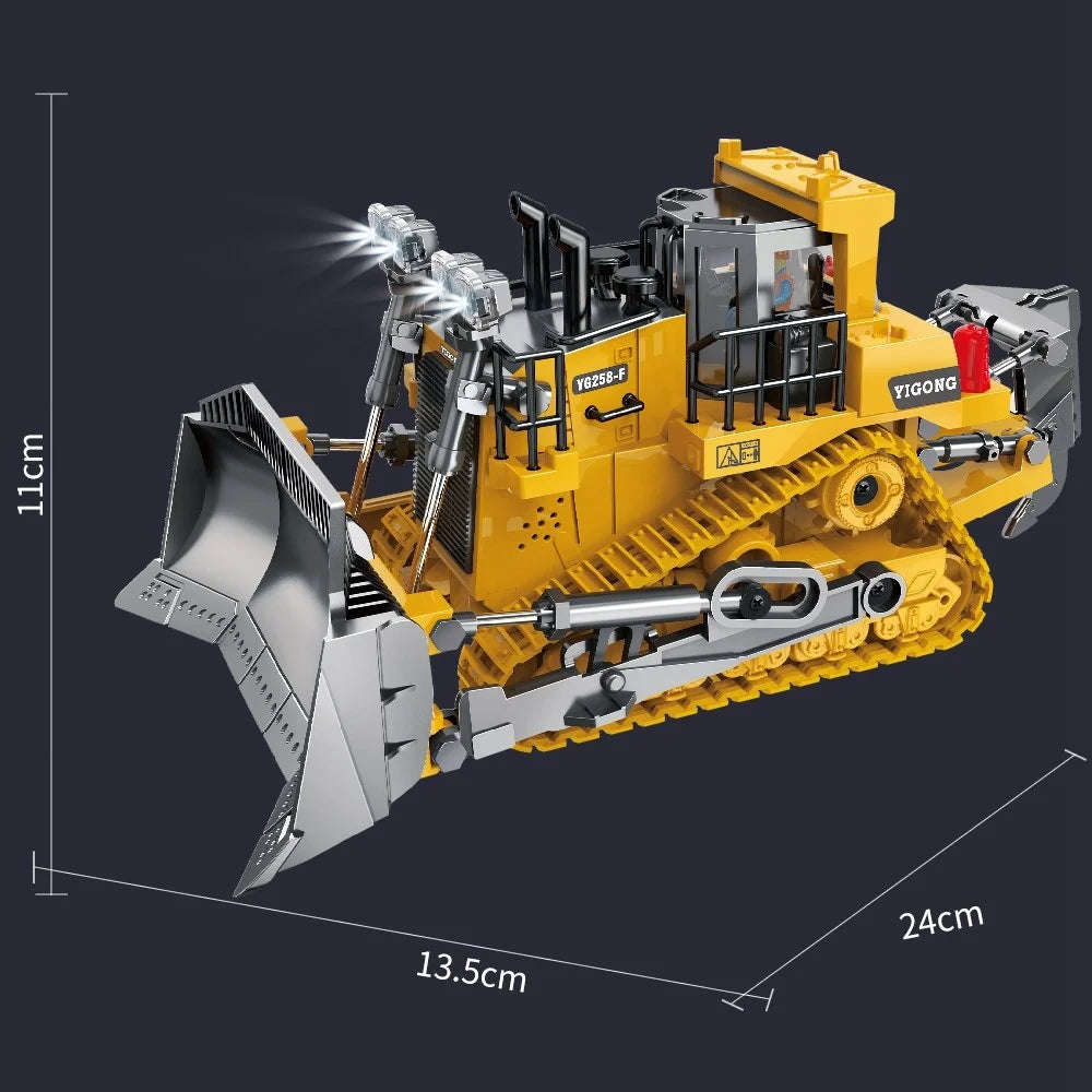 BC1045 Alloy RC Bulldozer 1 / 24 Scale 2.4G 9-Channel Dozer Front Loader Toy Metal Construction Vehicle with Light Sound for Kids - 5