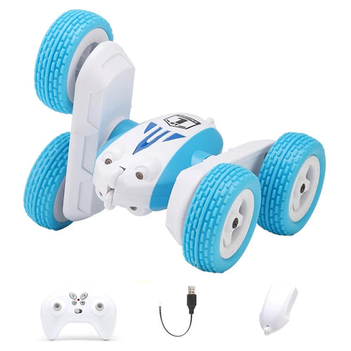 GT1 Mini 2.4G RC Car Double-Sided Stunt Drift Rolling Remote Control Off-road Car Children Boys Toy - Blue - 1