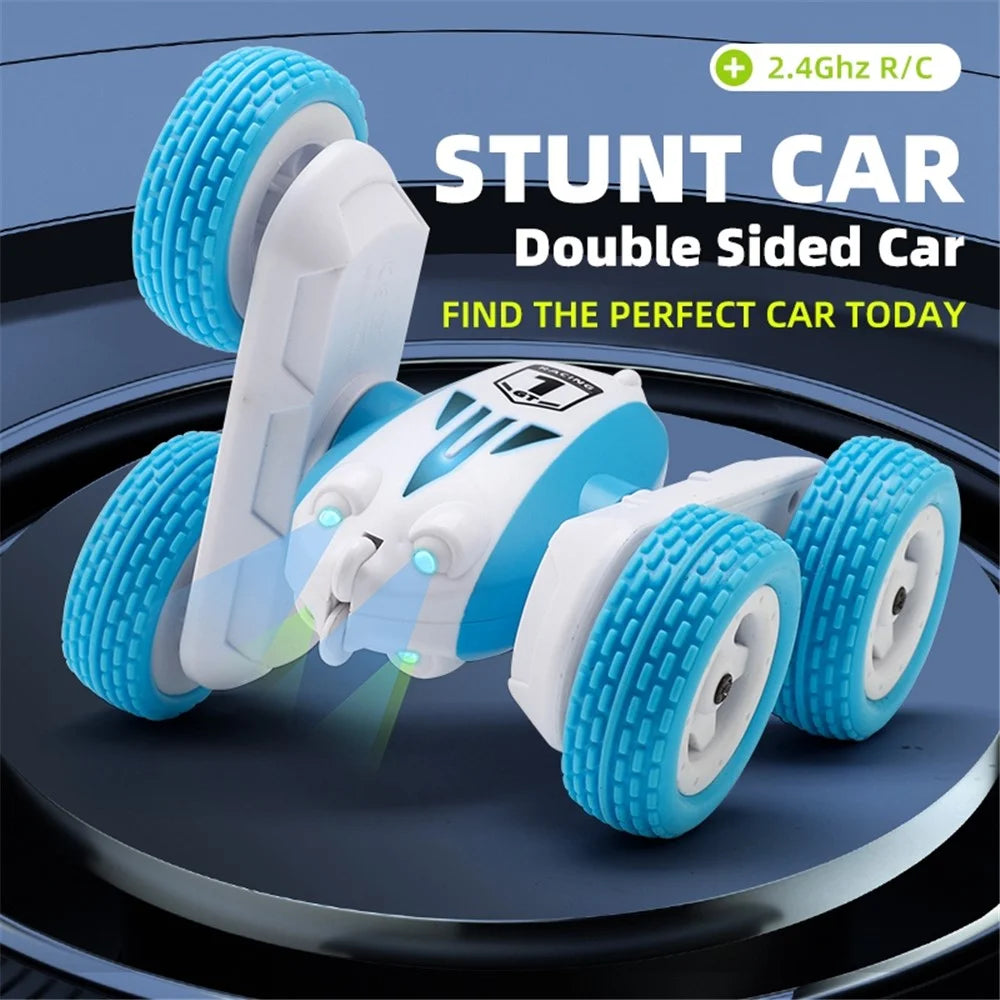 GT1 Mini 2.4G RC Car Double-Sided Stunt Drift Rolling Remote Control Off-road Car Children Boys Toy - Blue - 5