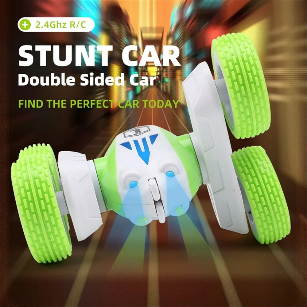 GT1 Mini 2.4G RC Car Double-Sided Stunt Drift Rolling Remote Control Off-road Car Children Boys Toy - Blue - 6