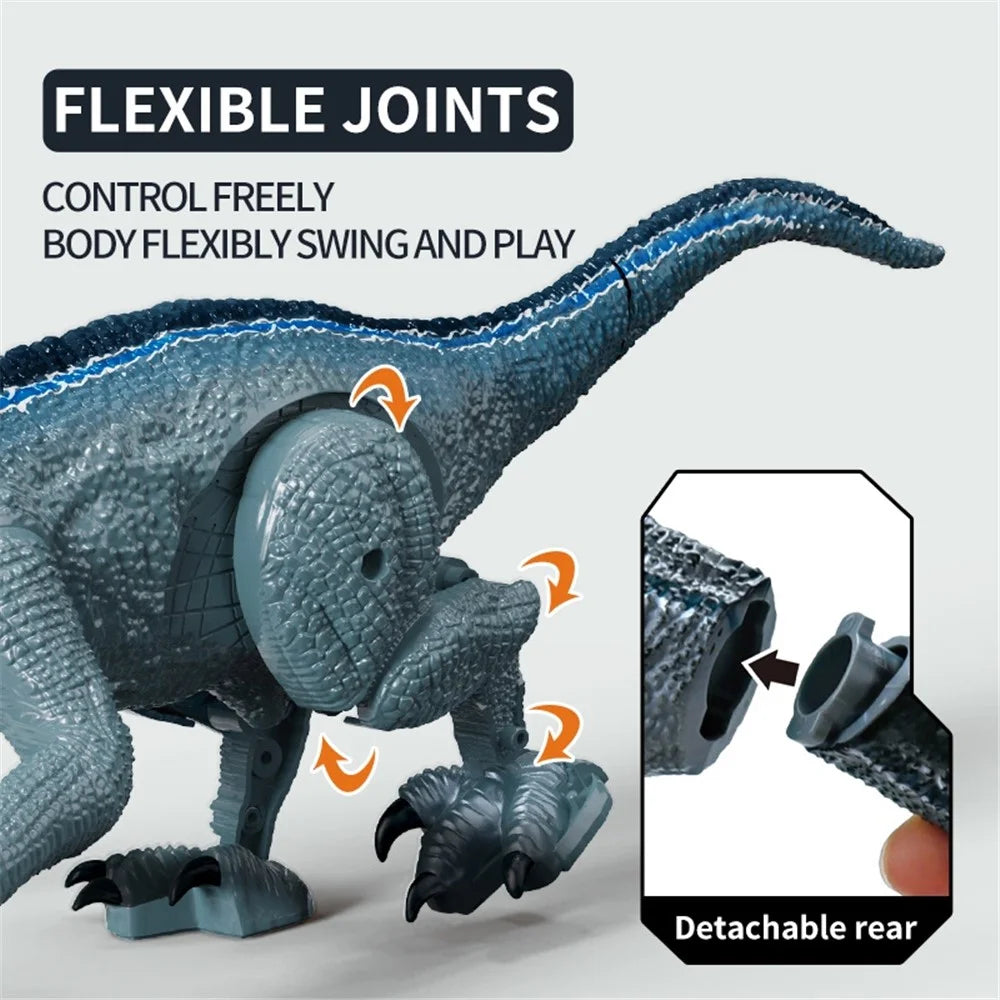 YT6699 2.4G RC Walking Dinosaur Robot Toy Remote Control LED Light Music Emulation Animal Children Toy - Silver / Blue - 4