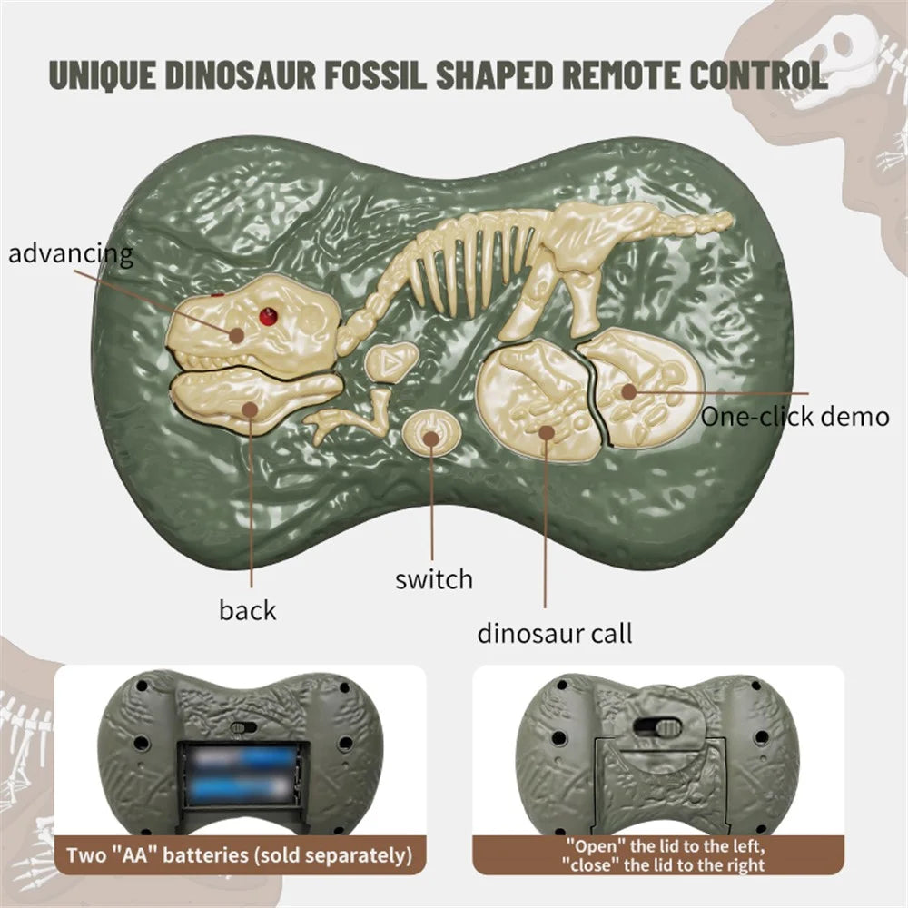 YT6699 2.4G RC Walking Dinosaur Robot Toy Remote Control LED Light Music Emulation Animal Children Toy - Silver / Blue - 6