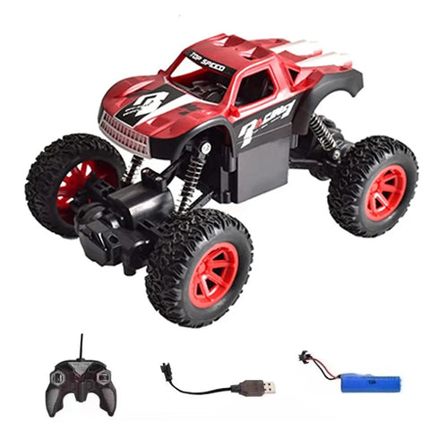 Children 2.4Ghz Alloy Climbing Car Electric 4WD Remote Control Off-Road Stunt Car Toys for Birthday, Christmas Gift - Red - 1