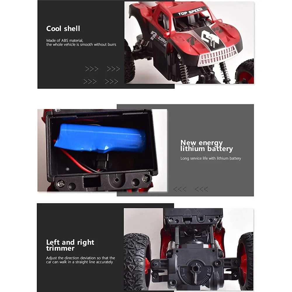 Children 2.4Ghz Alloy Climbing Car Electric 4WD Remote Control Off-Road Stunt Car Toys for Birthday, Christmas Gift - Red - 7