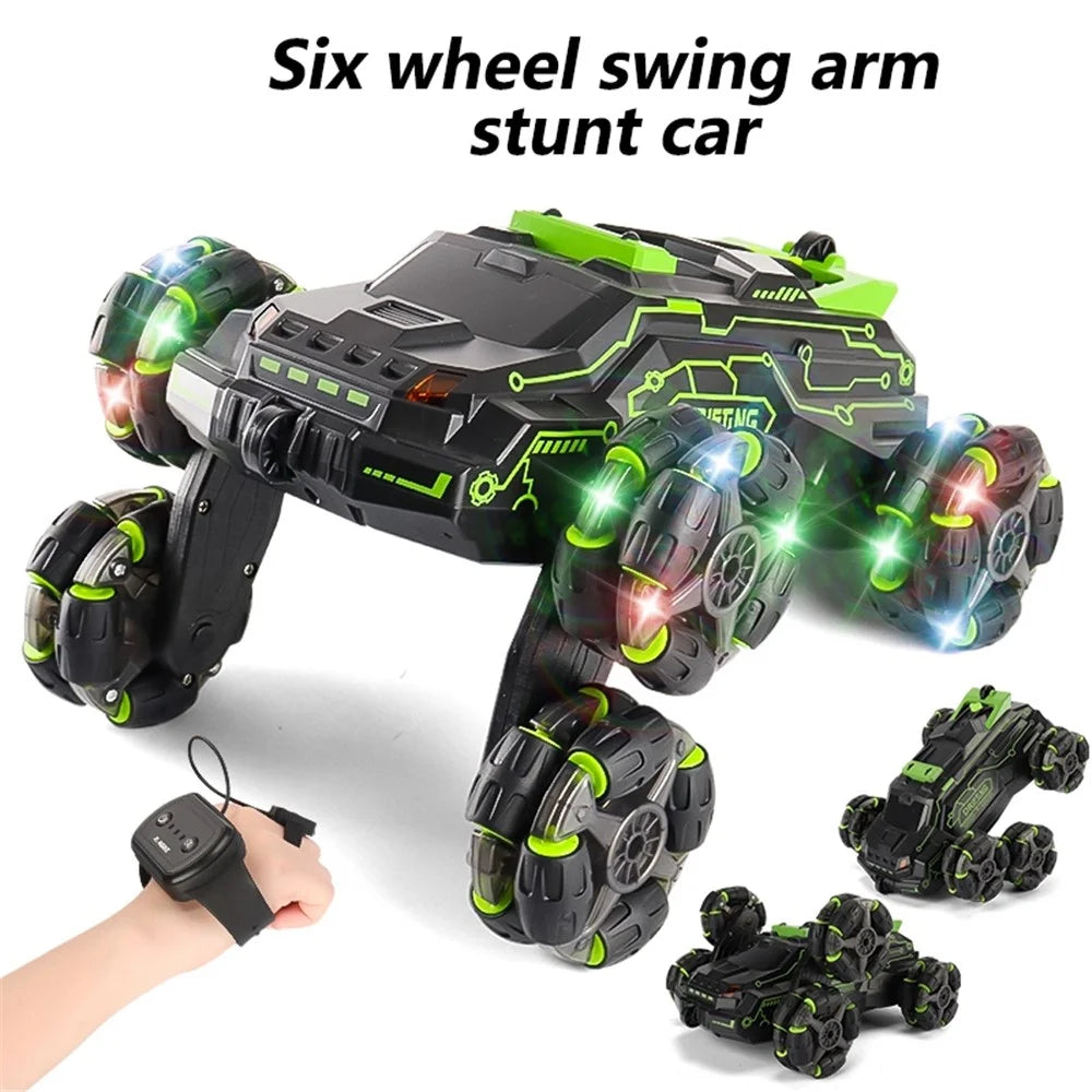 JJRC JC03 Children 4WD 2.4GHz RC Car 360-Degree Rotating Stunt Car Electric Vehicle Toy with Light / Spray Fog Function - Green - 2