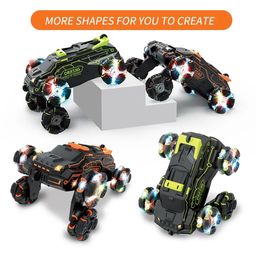 JJRC JC03 Children 4WD 2.4GHz RC Car 360-Degree Rotating Stunt Car Electric Vehicle Toy with Light / Spray Fog Function - Green - 3