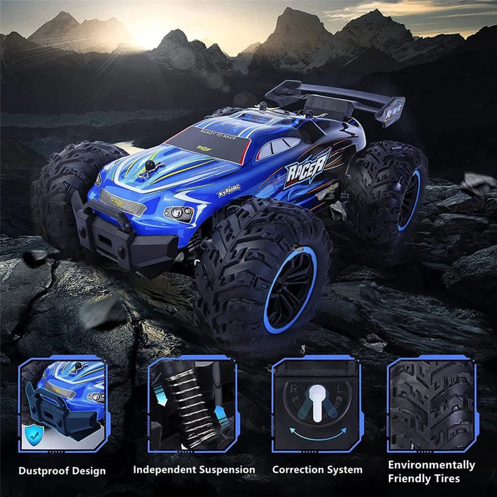 KYAMRC KY-1820A 1:18 2.4G Remote Control Off-road Car Rubber Tire Shock Absorbing RC Car Children Toy Gift - Blue - 4