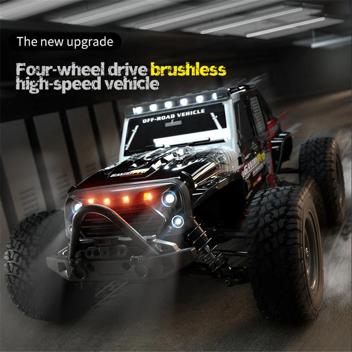 JJRC Q117-C 1:16 RC Off-Road Jeep Vehicle Four Wheel Brushless Motor High Speed Kids 2.4G Remote Control Car Toy - Black / Red - 2