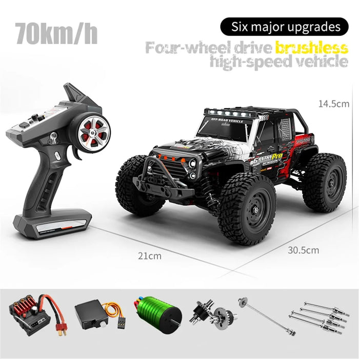 JJRC Q117-C 1:16 RC Off-Road Jeep Vehicle Four Wheel Brushless Motor High Speed Kids 2.4G Remote Control Car Toy - Black / Red - 7