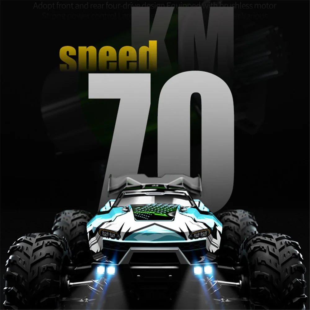 JJRC Q117-B 1 / 16 4WD 70 Km / h High-Speed Off-Road Vehicle 2.4G Brushless Remote Control Climbing Car with LED Headlights - Blue - 2