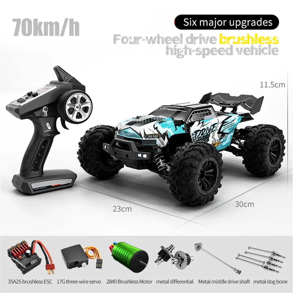 JJRC Q117-B 1 / 16 4WD 70 Km / h High-Speed Off-Road Vehicle 2.4G Brushless Remote Control Climbing Car with LED Headlights - Blue - 7