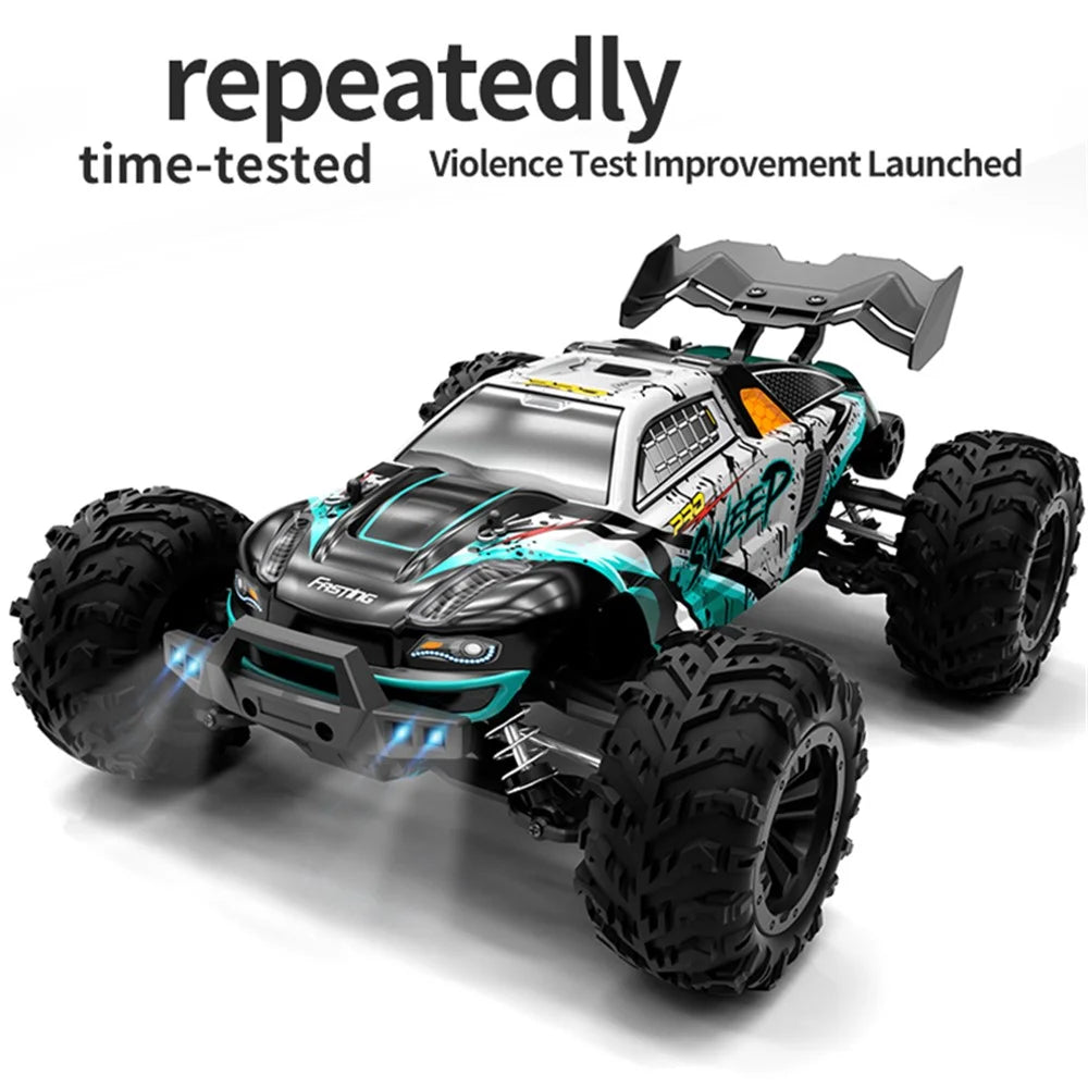 JJRC Q117-A 2.4G 1 / 16 4WD Off-Road Vehicle 70 Km / h High-Speed Climbing Car IPX4 Splash-Proof ESC RC Car with LED Headlights - Red - 2