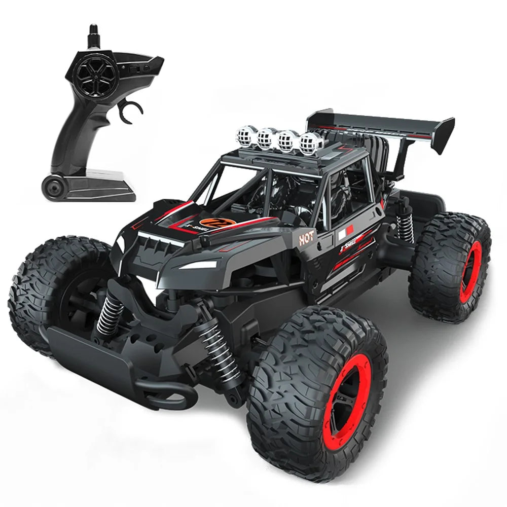 JJRC Q102 2.4G Full Scale Remote Control Racing Truck High-Speed Two-Wheel Drive Off-Road Vehicle Crash Resistance RC Car Toy - Black  /  Red - 1