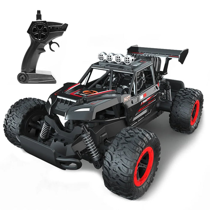 JJRC Q102 2.4G Full Scale Remote Control Racing Truck High-Speed Two-Wheel Drive Off-Road Vehicle Crash Resistance RC Car Toy - Black  /  Red - 1