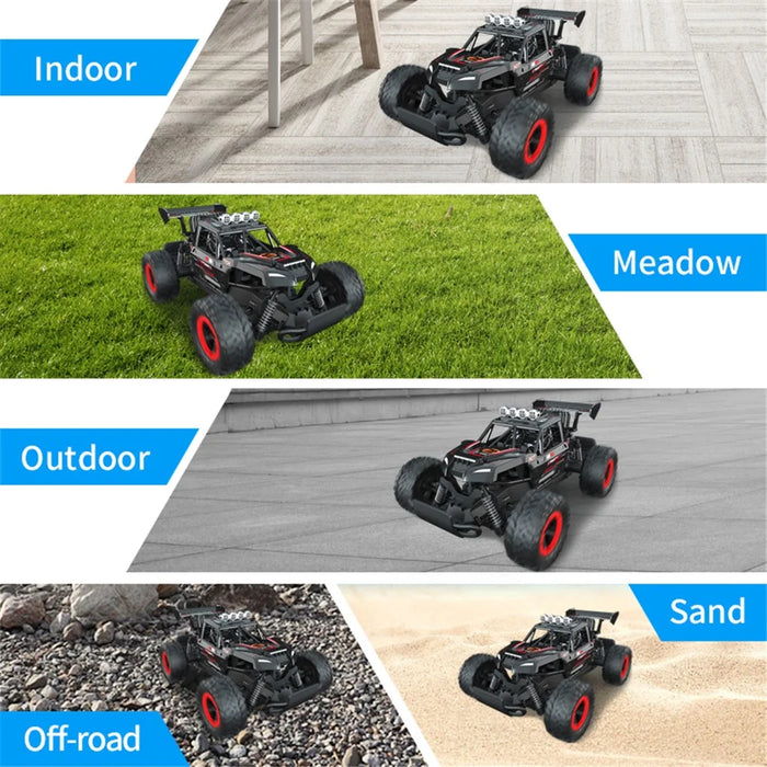 JJRC Q102 2.4G Full Scale Remote Control Racing Truck High-Speed Two-Wheel Drive Off-Road Vehicle Crash Resistance RC Car Toy - Black  /  Red - 3