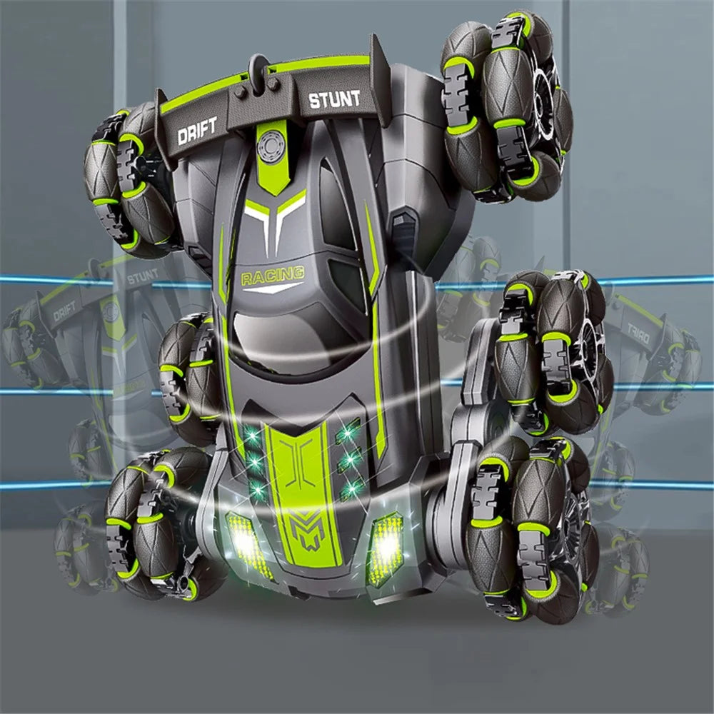 FC-2009A 2.4G Six-Wheel Spray Stunt Car RC Swing Arm Deformation Climbing Drift Car Model Toy for Kids - Green - 2