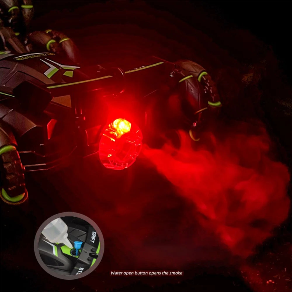 FC-2009A 2.4G Six-Wheel Spray Stunt Car RC Swing Arm Deformation Climbing Drift Car Model Toy for Kids - Green - 4